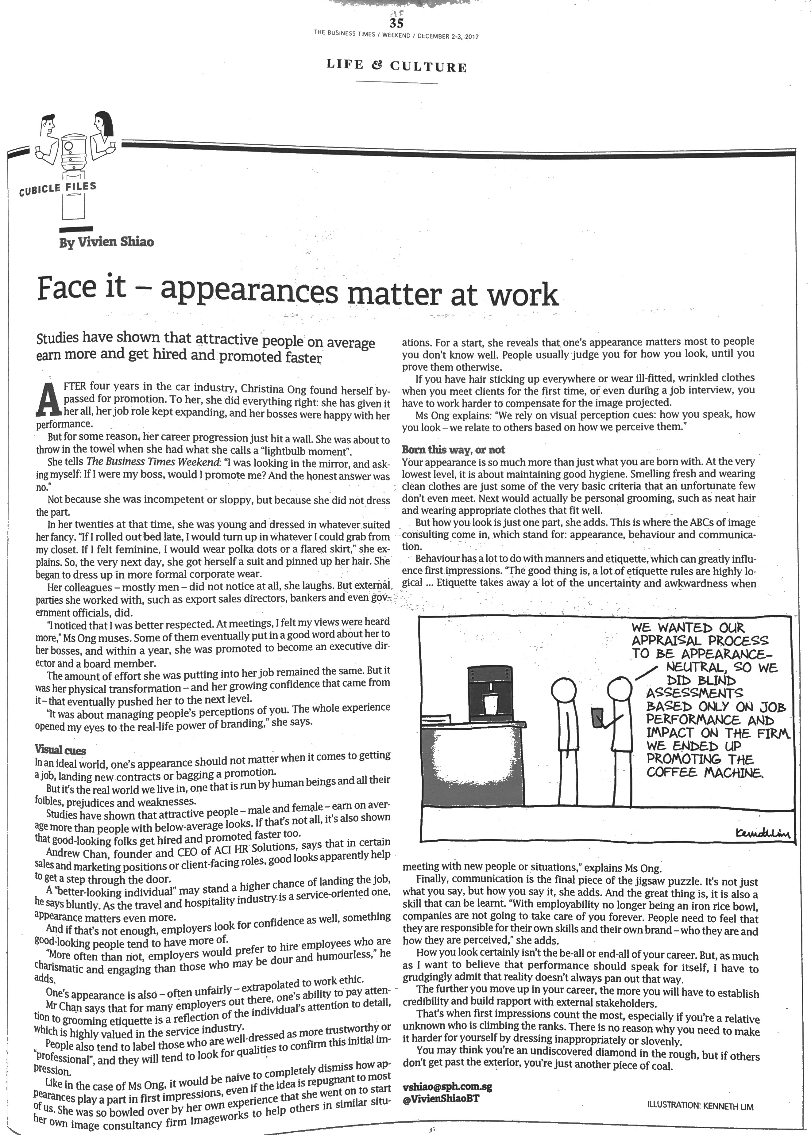 the business times appearance matter at work aci 