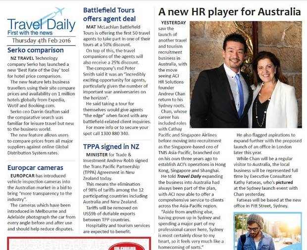 travel daily aci australia launch news